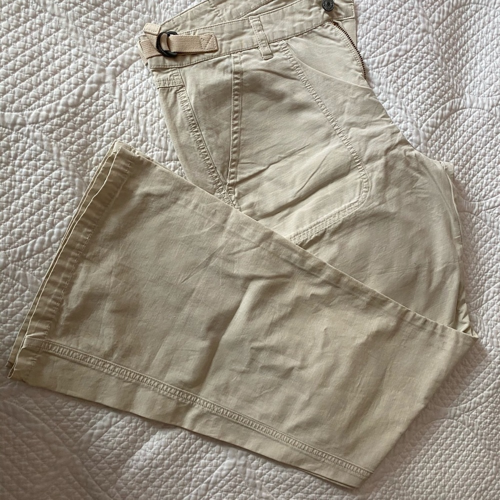 Canvas wide-leg Pants with Tie detail on sides. - Picture 2 of 3